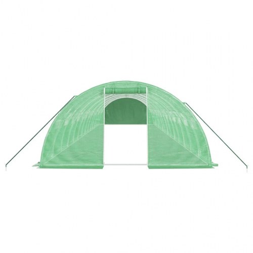 Drivhus med stålstel 56 m² 14 x 4 x 2 m grøn