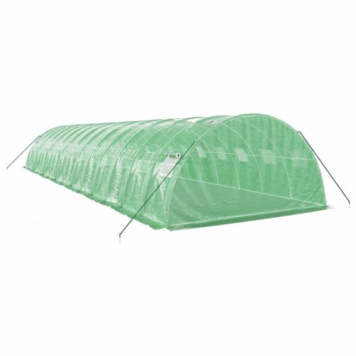 Drivhus med stålstel 56 m² 14 x 4 x 2 m grøn