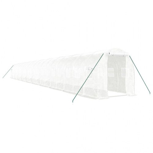Drivhus med stålstel 40 m² 20 x 2 x 2 m hvid