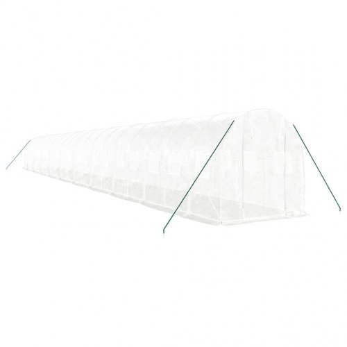 Drivhus med stålstel 40 m² 20 x 2 x 2 m hvid