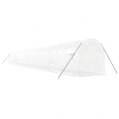 Drivhus med stålstel 40 m² 20 x 2 x 2 m hvid