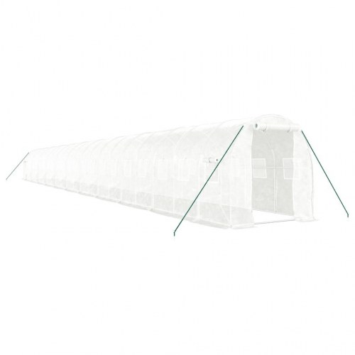 Drivhus med stålstel 44 m² 22 x 2 x 2 m hvid