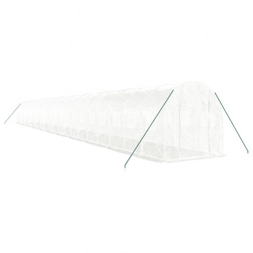 Drivhus med stålstel 44 m² 22 x 2 x 2 m hvid