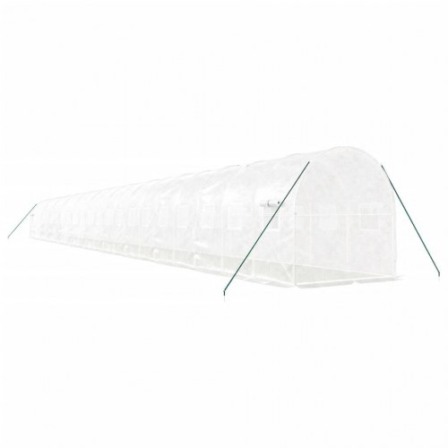 Drivhus med stålstel 44 m² 22 x 2 x 2 m hvid