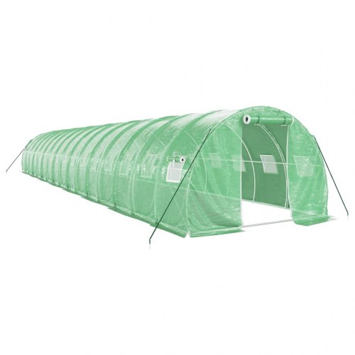Drivhus med stålstel 48 m² - 16 × 3 × 2 m, grøn