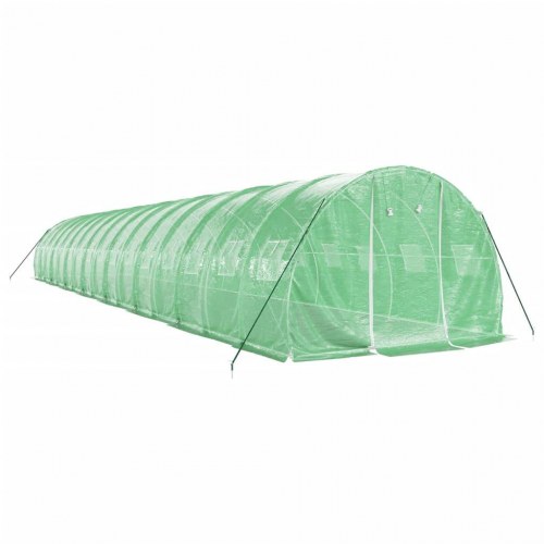 Drivhus med stålstel 48 m² - 16 × 3 × 2 m, grøn