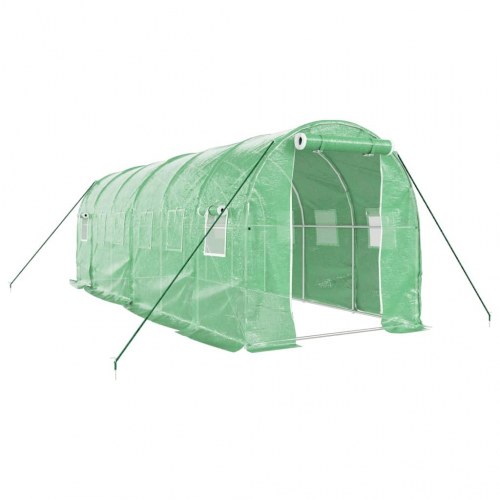 Drivhus med stålstel 12 m² - 6×2×2 m, grøn