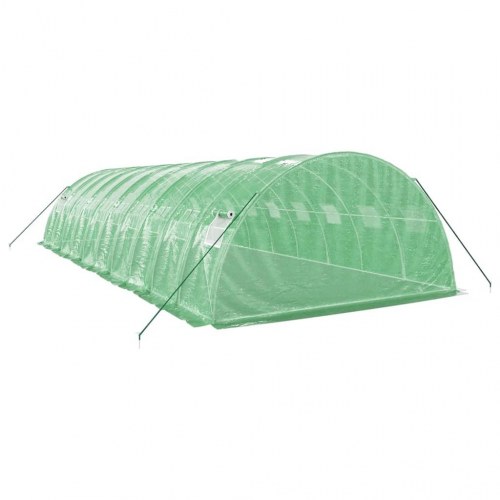 Drivhus med stålstel 40 m² - 10 × 4 × 2 m, grøn