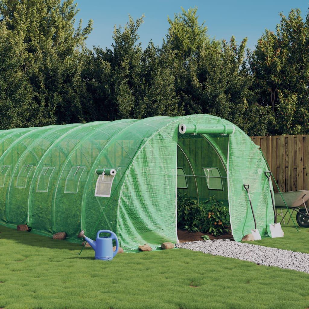 Drivhus med stålstel 60 m² 20x3x2 m grøn