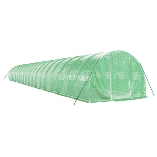 Drivhus med stålstel 60 m² - 20 × 3 × 2 m, grøn