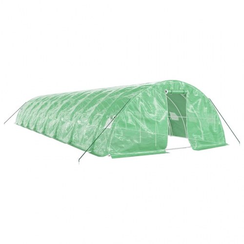 Drivhus med stålstel 80 m² - 16 × 5 × 2,3 m, grøn