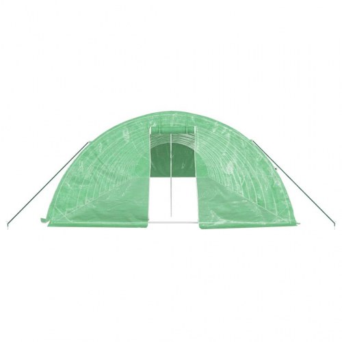 Drivhus med stålstel 80 m² - 16 × 5 × 2,3 m, grøn