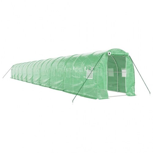 Drivhus med stålstel 40 m² - 20 × 2 × 2 m, grøn