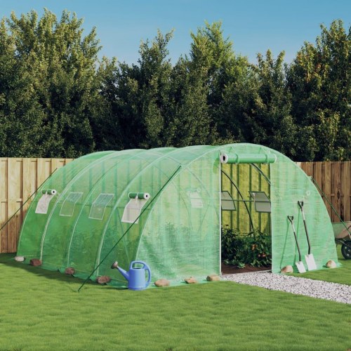 Drivhus med stålstel 16 m² - 4×4×2 m, grøn