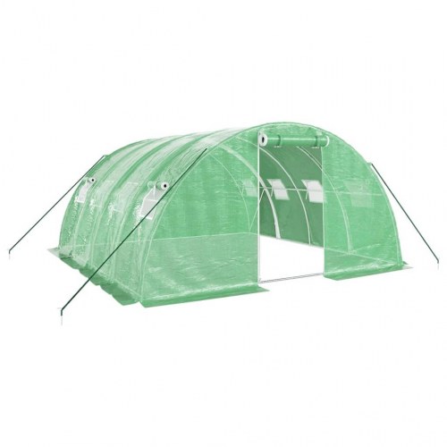 Drivhus med stålstel 16 m² - 4×4×2 m, grøn