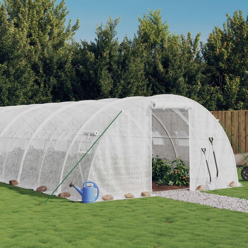 Drivhus med stålstel 64 m² 16x4x2 m hvid