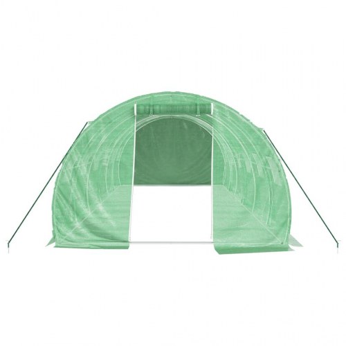 Drivhus med stålstel 18 m² - 6×3×2 m, grøn PE