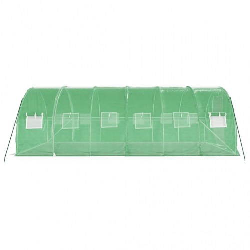 Drivhus med stålstel 18 m² - 6×3×2 m, grøn PE
