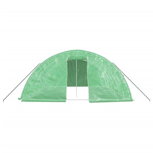 Drivhus med stålstel 30 m² 6x5x2,3 m grøn