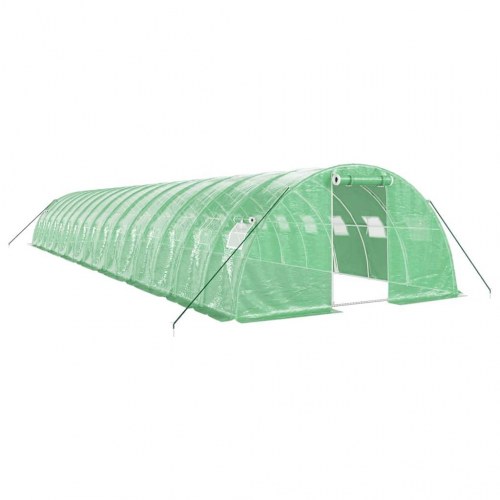 Drivhus med stålstel 64 m² 16 x 4 x 2 m grøn