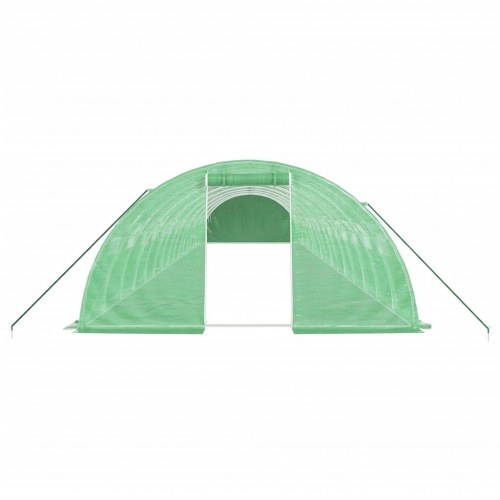 Drivhus med stålstel 64 m² 16 x 4 x 2 m grøn