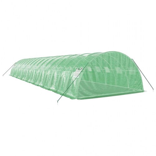 Drivhus med stålstel 64 m² 16 x 4 x 2 m grøn