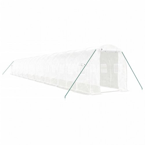 Drivhus med stålstel 36 m² 18 x 2 x 2 m hvid