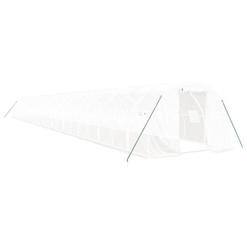 Drivhus med stålstel 72 m² - 24 × 3 × 2 m, hvid