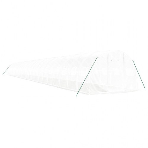 Drivhus med stålstel 72 m² - 24 × 3 × 2 m, hvid
