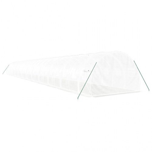 Drivhus med stålstel 72 m² - 24 × 3 × 2 m, hvid