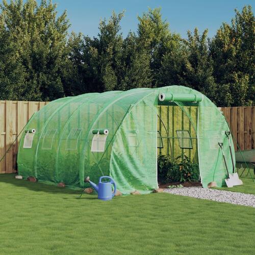 Drivhus med stålstel 12 m² 4x3x2 m grøn