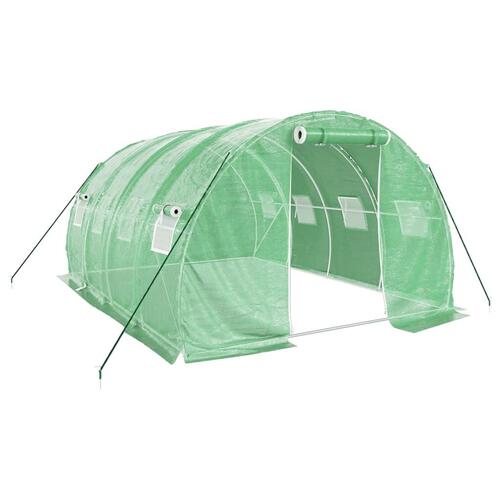Drivhus med stålstel 12 m² 4x3x2 m grøn