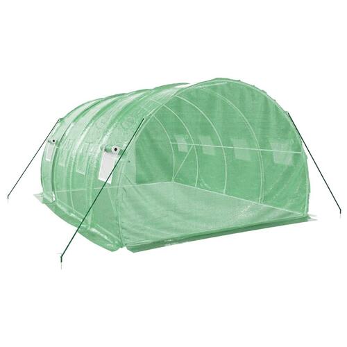 Drivhus med stålstel 12 m² 4x3x2 m grøn