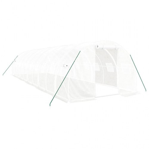 Drivhus med stålstel 30 m² 10x3x2 m hvid