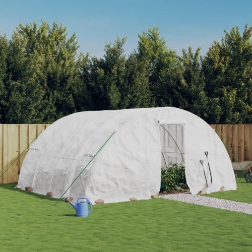 Drivhus med stålramme - hvid polytunnel 20 m² (5×4×2,3 m)