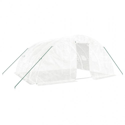 Drivhus med stålramme - hvid polytunnel 20 m² (5×4×2,3 m)