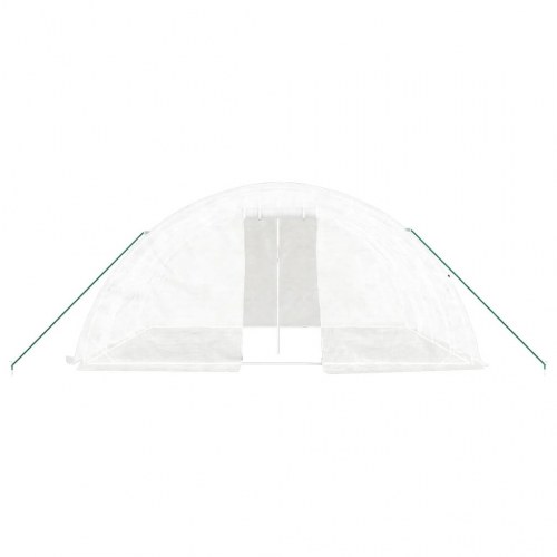 Drivhus med stålramme - hvid polytunnel 20 m² (5×4×2,3 m)