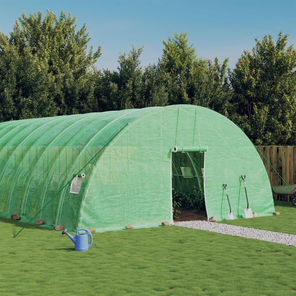 Drivhus med stålstel 72 m² 12x6x2,85 m grøn