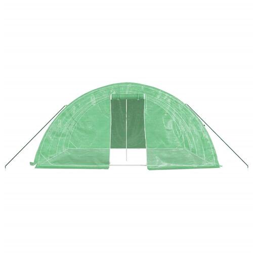 Drivhus med stålstel 20 m² 5x4x2,3 m grøn