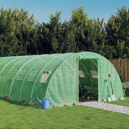 Drivhus med stålstel 80 m² 20 x 4 x 2 m grøn