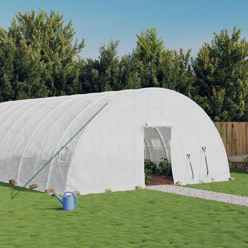 Drivhus med stålstel 48 m² 8x6x2,85 m hvid