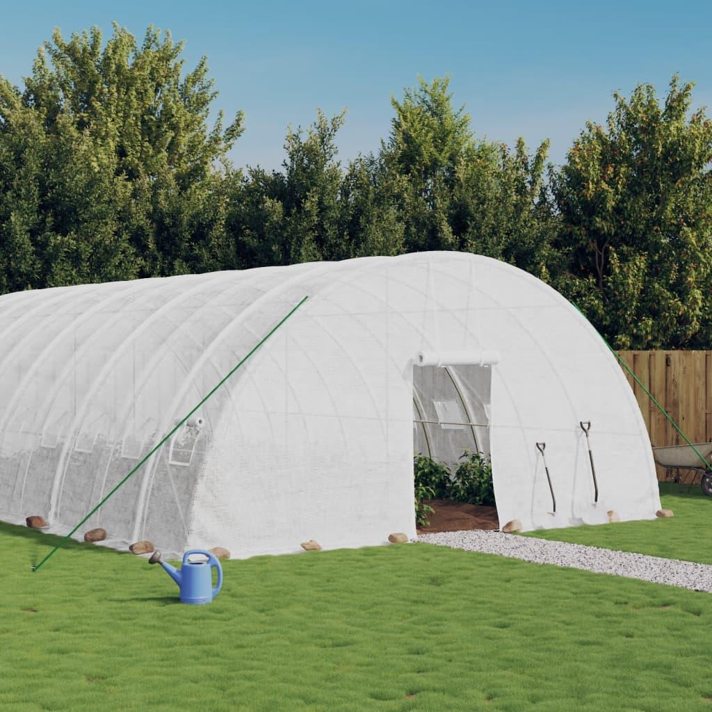 Drivhus med stålstel 48 m² 8x6x2,85 m hvid
