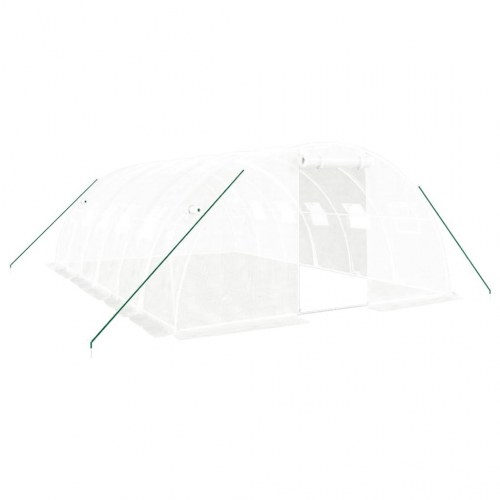 Drivhus tunnel 24 m² med stålstel, 6×4×2 m - hvid