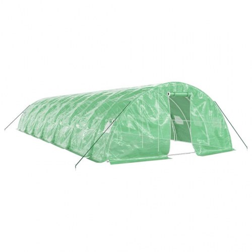 Drivhus med stålstel 70 m² - 14 × 5 × 2,3 m, grøn