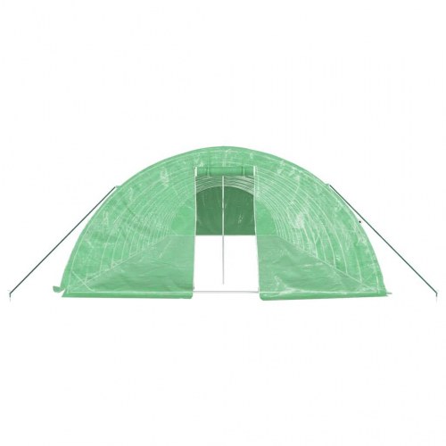 Drivhus med stålstel 70 m² - 14 × 5 × 2,3 m, grøn