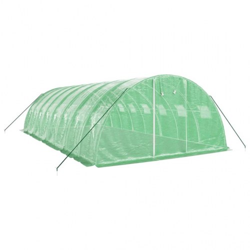 Drivhus med stålstel 32 m² - 8×4×2 m, grøn