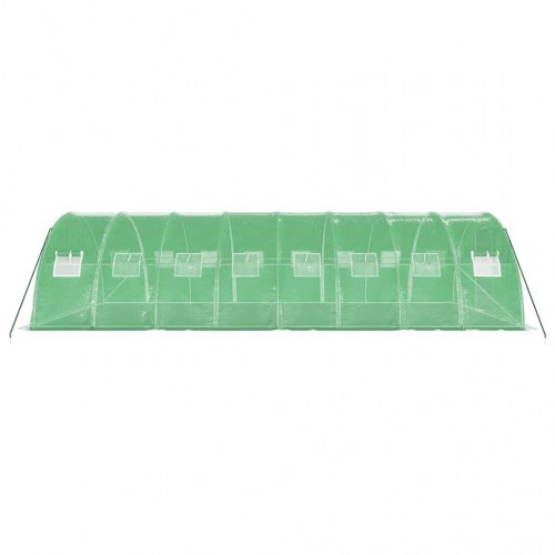 Drivhus med stålstel 32 m² - 8×4×2 m, grøn