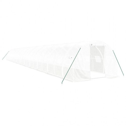 Drivhus med stålstel 66 m² - 22 × 3 × 2 m, hvid