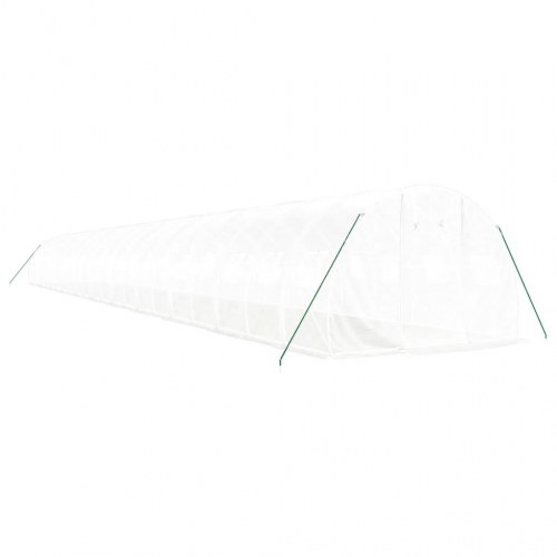 Drivhus med stålstel 66 m² - 22 × 3 × 2 m, hvid
