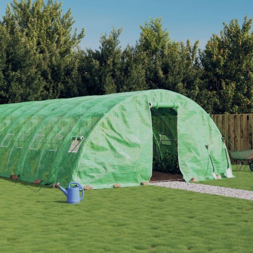 Drivhus med stålstel 100 m² - 20 × 5 × 2,3 m, grøn